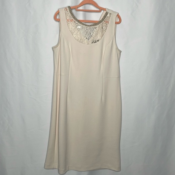 Maya Brooke Pearl Lace Cream Dress Set | Size 16 - Picture 9 of 16